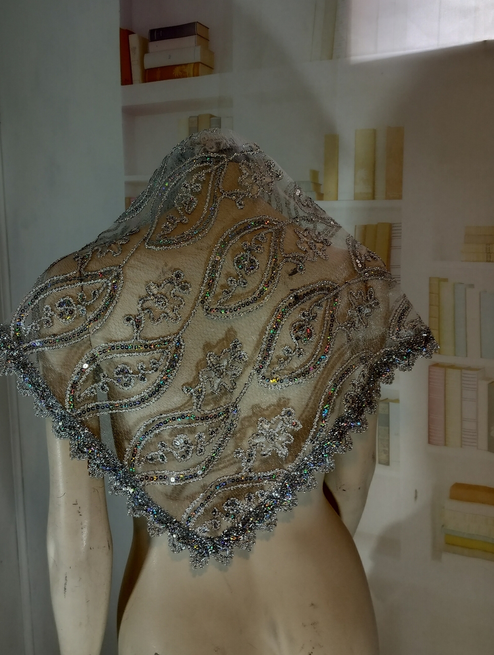 & Other Stories Champagne-Beige Beaded Embellished Scarf